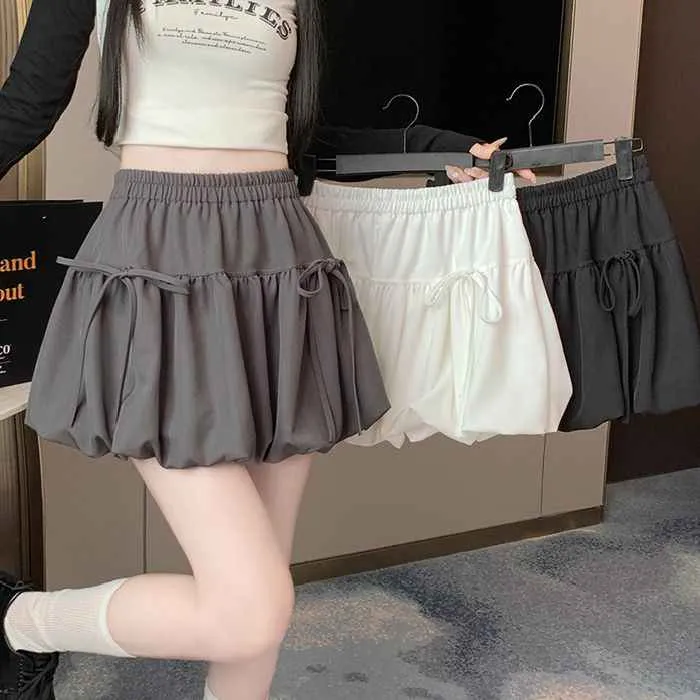 半身裙女款爆款2025新款春夏季花苞裙高腰小个子短裙蛋糕裙A字裙