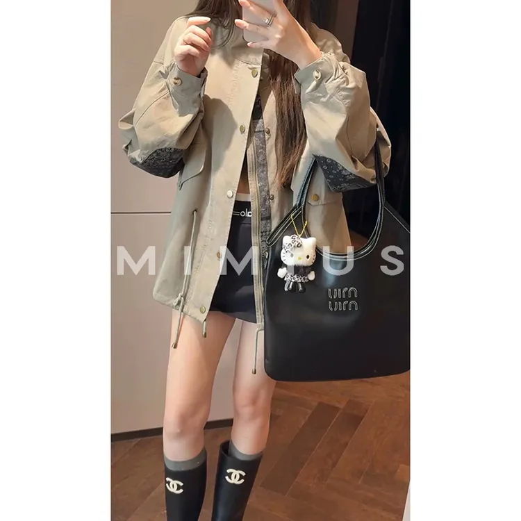 【mimius】P 英伦风高级感腰果花拼接宽松休闲外套 G08086