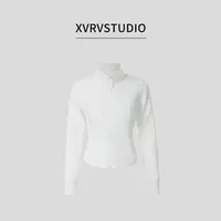 XVRV【秋上新】2025时尚百搭修身显瘦运动纯色立领拉链小外套女上衣