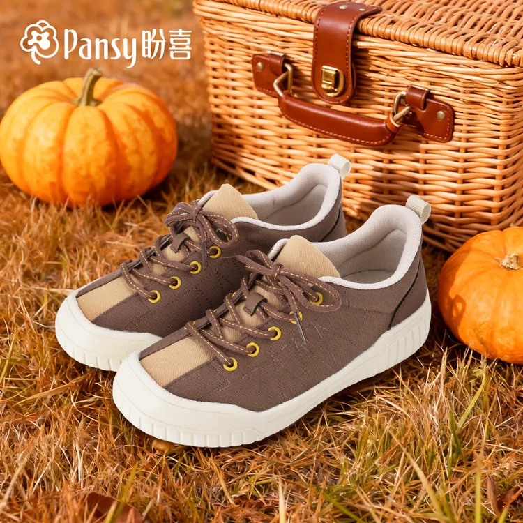 【pansy】盼喜日本中跟浅口圆头胶粘防滑时尚休闲鞋休闲鞋女鞋低帮