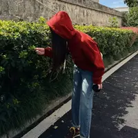 今婷韩版休闲百搭纯色连帽套头时尚简约宽松潮流卫衣-M25402305  