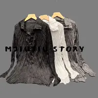 MJIUJIU 原创设计 时尚新品气质百搭褶皱套头衬衫 M10