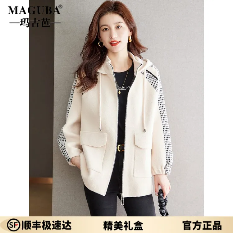 玛古芭羊毛外套女装2025春秋季新款今年流行针织开衫高端宽松上衣
