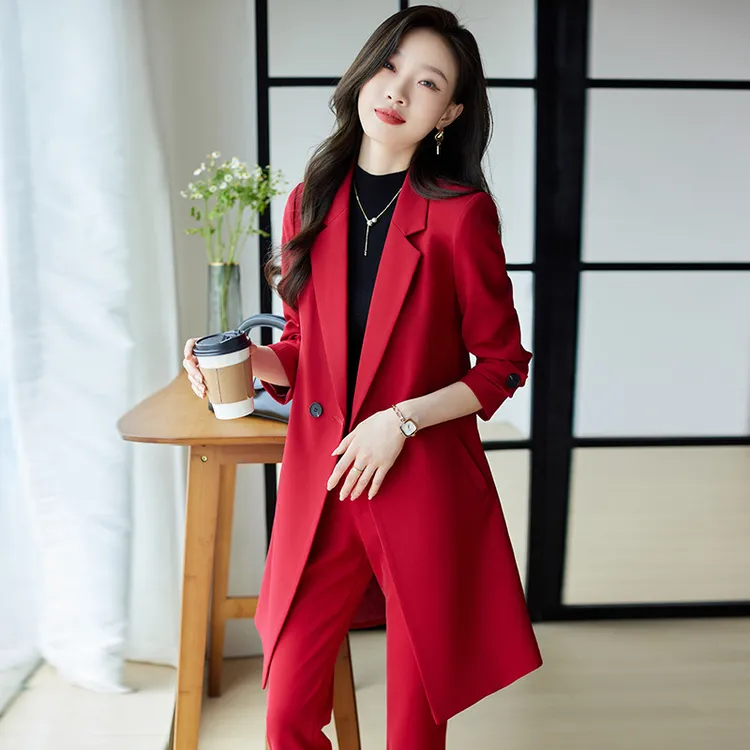 高端西装外套女2025秋冬中长款风衣职业正装套装工作服高级感大衣