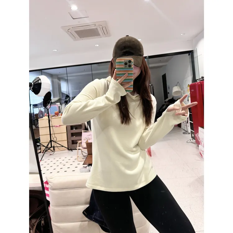 晶咕【甄选级！】双面德绒软糯弹力连帽纯色加厚打底衫上衣