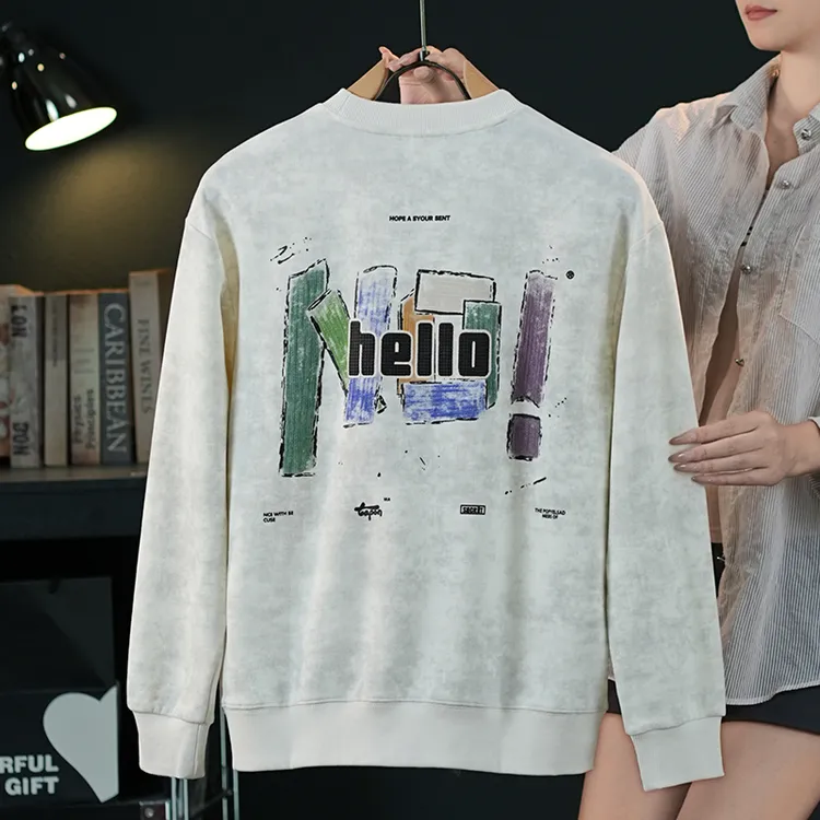 休闲复古卫衣男重磅潮牌印花圆领无帽套头衫卫衣男款爆款2025新款