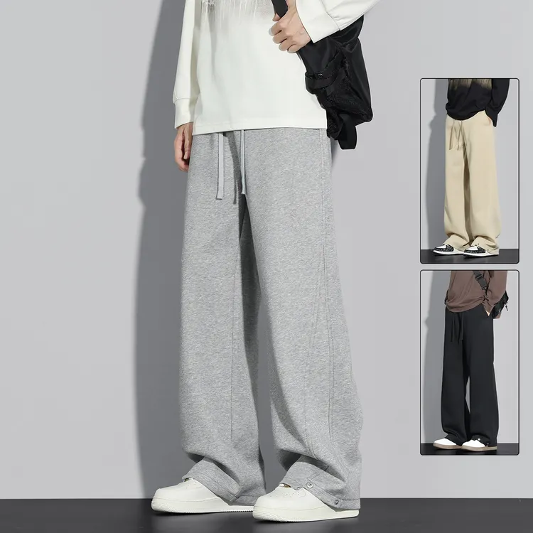 美式潮牌运动简约直筒长裤子2025春秋季新款百搭阔腿男士休闲卫裤