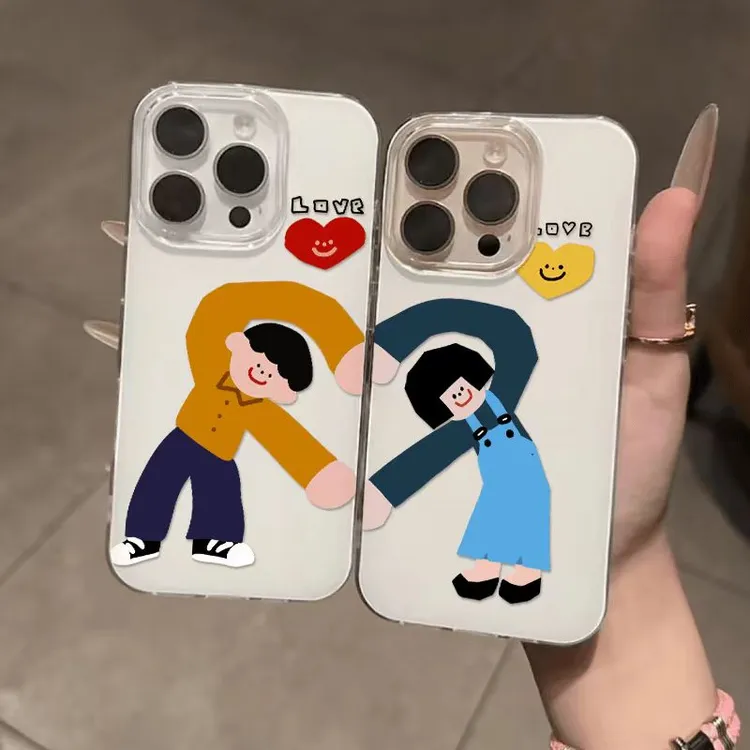 情侣比心男女适用iPhone17大孔16手机壳华为vivo小米17oppo防摔壳