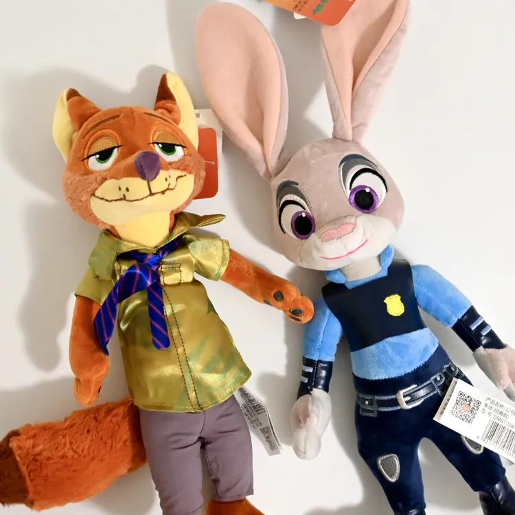 疯狂动物城朱迪兔子警官与狐狸尼克毛绒公仔玩具可爱礼物