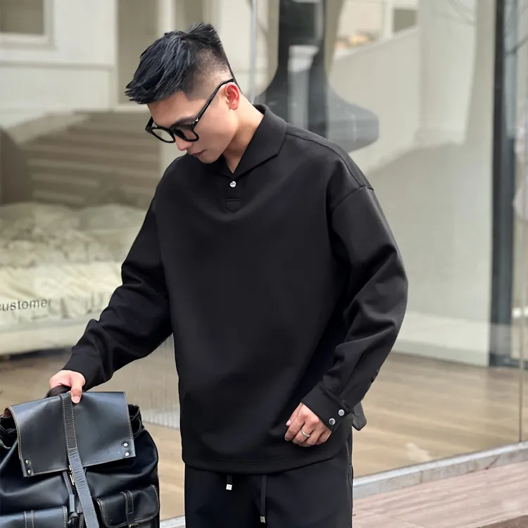 NO22WEAR【意大利设计师款】重磅海鸥领长袖T恤男士秋季高级感卫衣