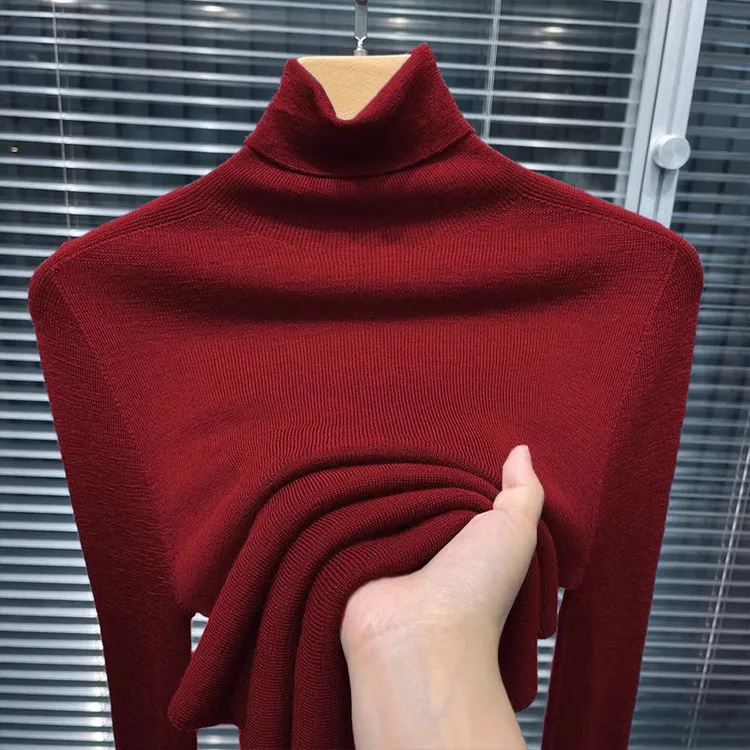 红色半高领针织打底衫女2025新款秋冬内搭新年穿搭毛衣高级感上衣
