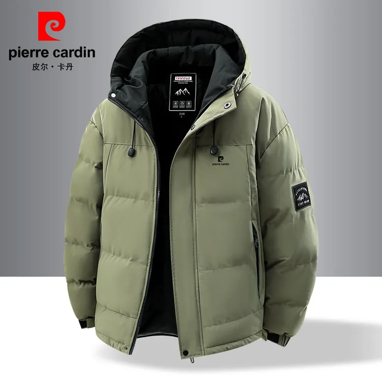 皮尔卡丹棉服男士冬季保暖加厚宽松棉袄冬装休闲大码连帽棉衣外套