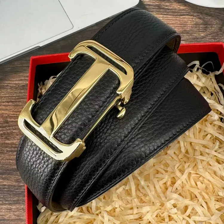 轻奢男士纯钢内自动扣真皮腰带商务休闲纯牛皮皮带青年百搭裤腰带