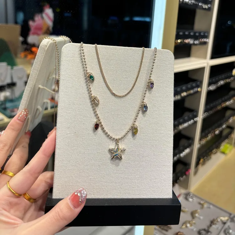 铜合金项链 圣诞氛围感星星水滴项链女独特小众设计感秋冬毛衣链