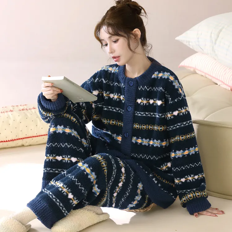 【柏林纪事】复古法兰绒家居服莎粒莉绒睡衣套装高密暖绒秋冬可外穿