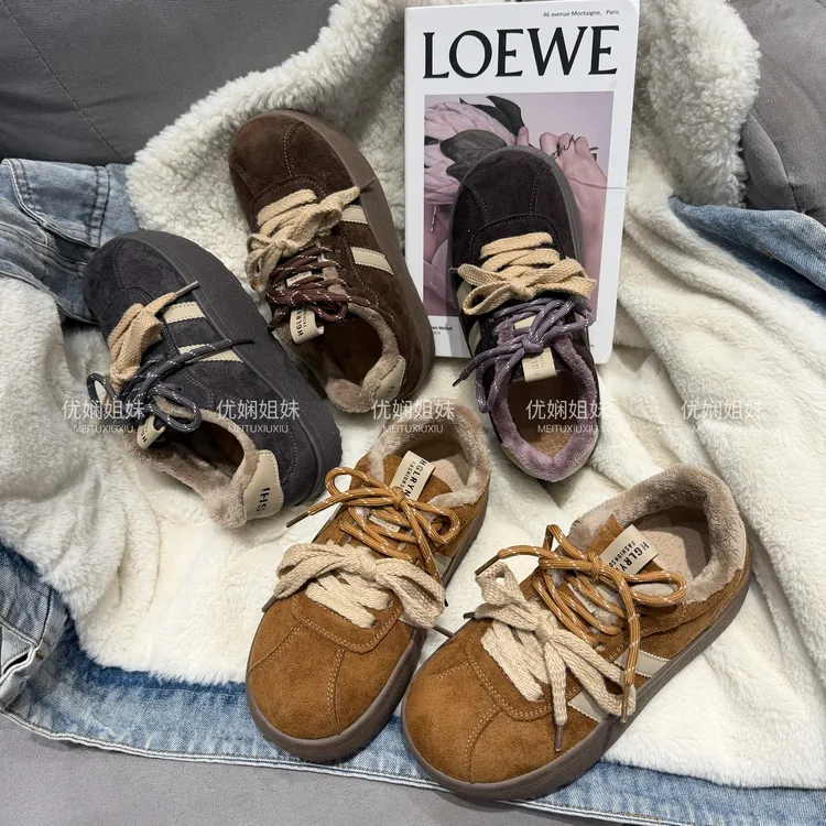 YXJM加绒德训鞋女鞋2025新款冬季百搭运动鞋实体店女鞋