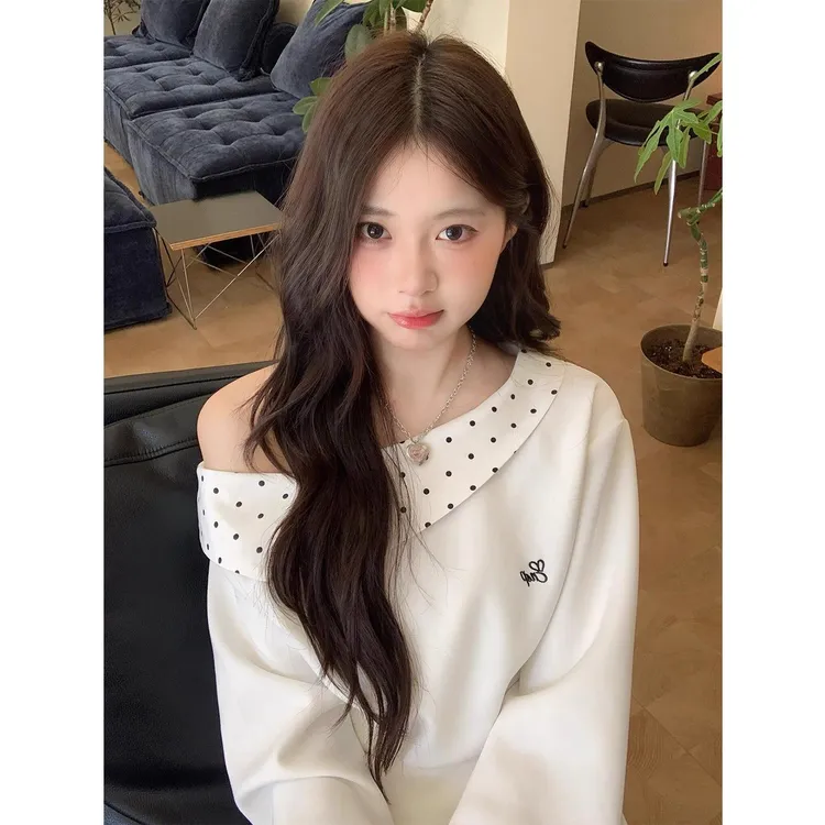 学院风OOTD韩系氛围感时尚波点卫衣裙女高级感两件套长袖宽松