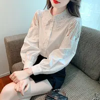 法式绣花领白衬衫女装秋季2025年新款打底衬衣轻奢高级感欧货小衫