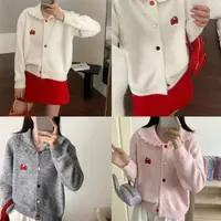 翻领针织开衫韩系卡通上衣女毛衣hellokitty外套