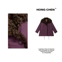 【虹辰·莫斯纳大毛领】高端复古气质羊毛三星三花鹅绒派克服-HC2973
