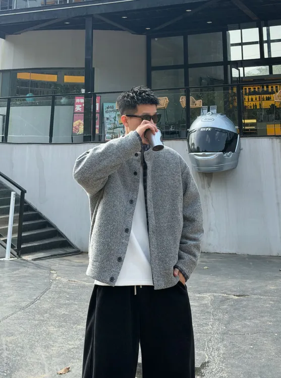 【PZ】25SS冬季复古圆领休闲百搭拼接设计假两件羽绒服