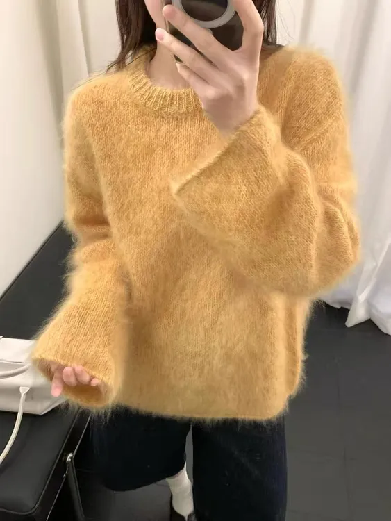 丝绒拉毛！巨软糯温柔针织衫套头 胸围57 衣长61 25681