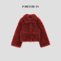 FOREVERCAN"荆棘玫瑰”客订羊卷毛皮毛一体直筒袖皮草外套 SC22546