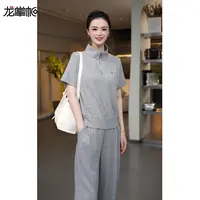 【龙掌柜Ⅴ】夏季新款时尚气质休闲短袖莱赛尔天丝套装W10063