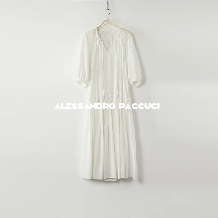 AP洛哥52028LL【皎若云间月】100棉绣花白色宽松气质长款连衣裙 夏