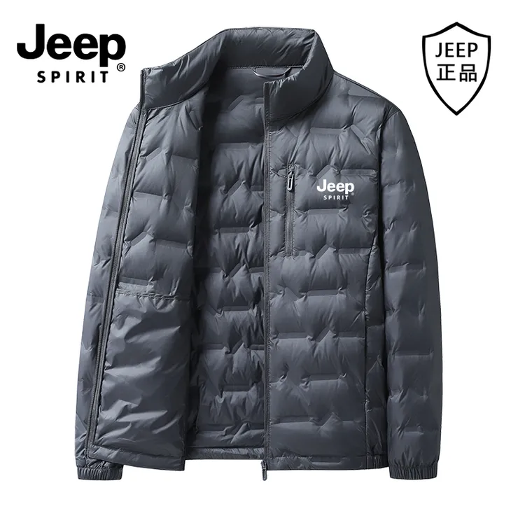 JEEP SPIRIT 吉普时尚保暖轻薄羽绒服男士秋冬季纯色百搭立领外套