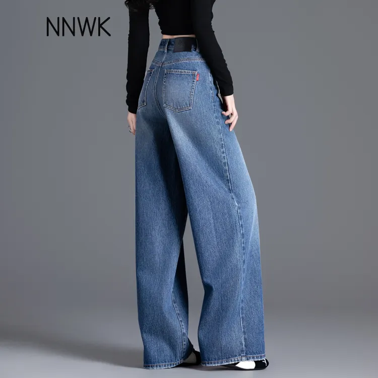 美式复古牛仔裤女款爆款2025秋季新款宽松阔腿裤休闲拖地直筒裤子