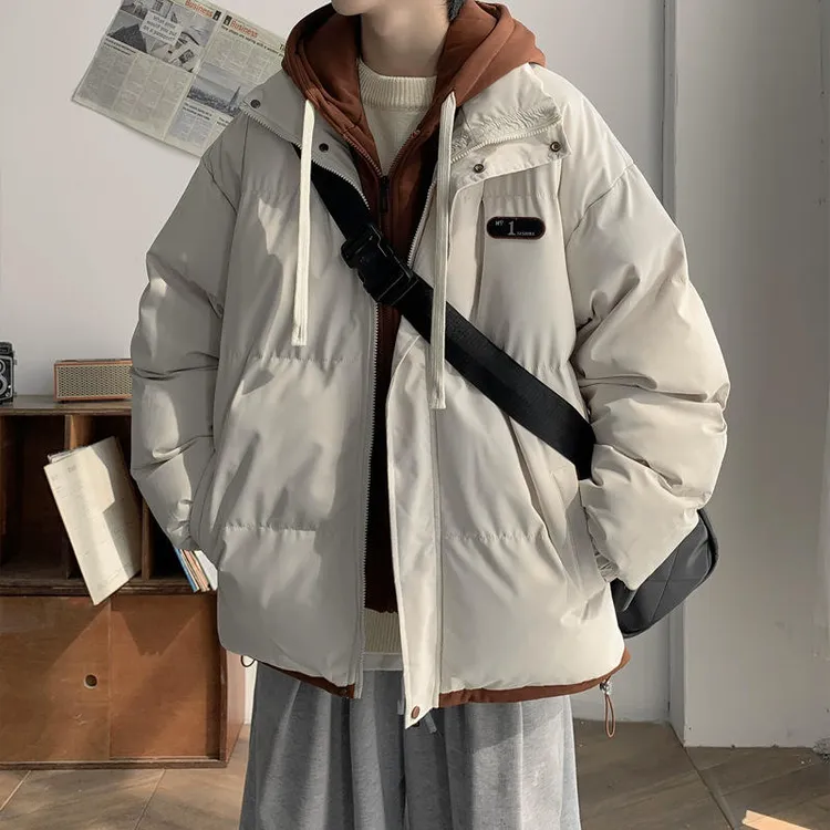 极寒断码高级感假两件棉服男款秋冬宽松休闲加厚保暖棉衣外套潮流