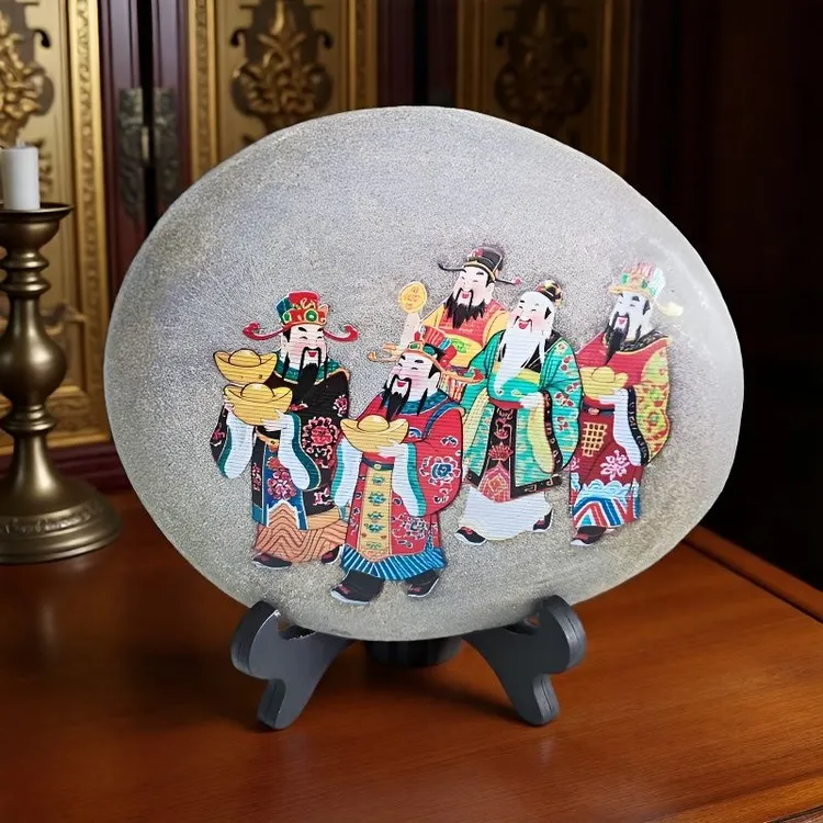 五福临门迎财守财适合客厅玄关桌面供奉装饰财神爷摆件客厅装饰画