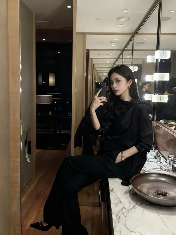 望野集Widset暗夜流光法式小众设计感披肩时髦高级缎面衬衫1221#