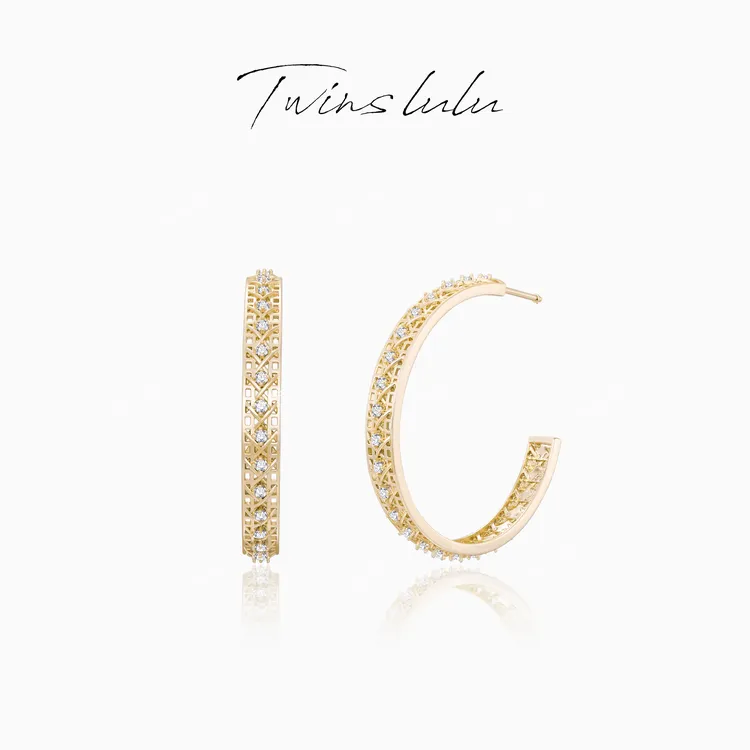 TWINS LULU【藤编】双十一轻奢时尚高级感镂空C形耳环TSL2747商品图