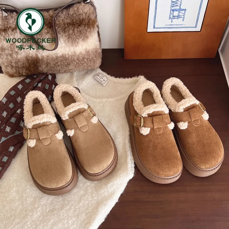 啄木鸟爆款厚底增高雪地靴女2025新款冬季保暖博肯鞋加绒加厚棉鞋