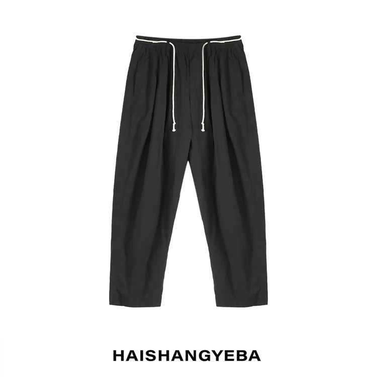 【海上叶爸】新款2025春秋百搭棉男女同款松紧腰通勤直筒阔腿裤