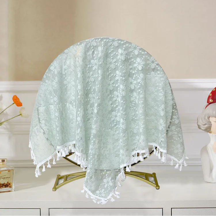 梳妆台镜子盖布遮尘布欧式圆形镜子防尘布云朵镜子化妆镜万能盖巾