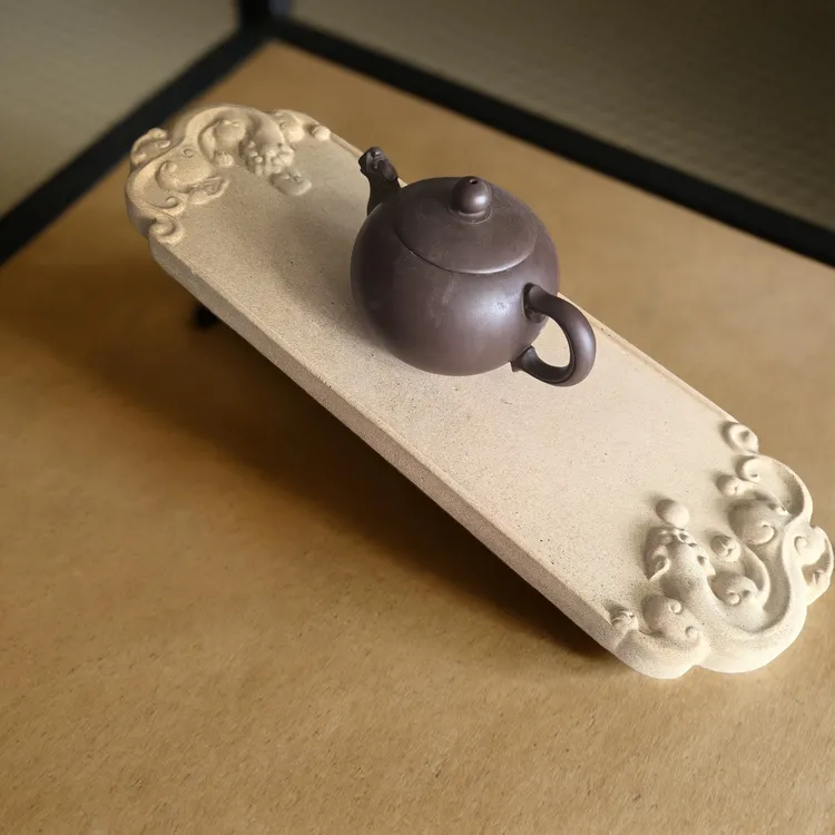 貔貅吸水茶盘干泡台中式粗陶工艺茶台高级小众壶承陶土