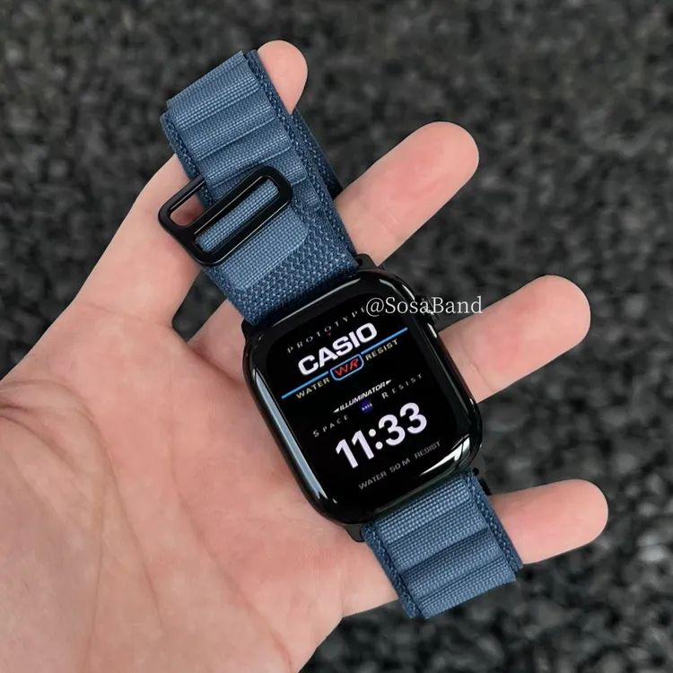 SosaBand黑扣高山回环尼龙适用苹果S11手表带10AppleWatchultra3i