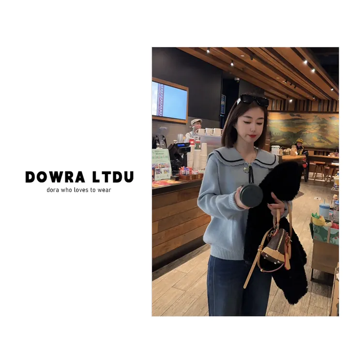 朵拉【暖雾织梦】2025年冬季新款娃娃领纯色长袖百搭毛衣女41-98377