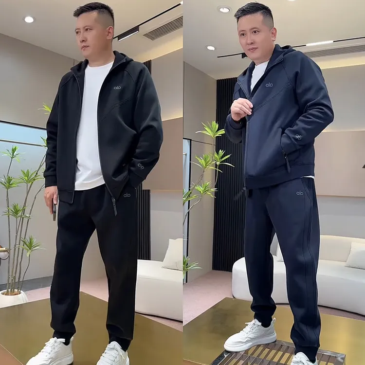 2025秋季高级感时尚休闲运动套装男士宽松百搭开衫外套卫裤两件套