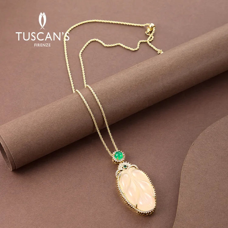 TUSCAN'S 铜合金锆石项链 金枝玉叶经典气质女镶嵌叶子