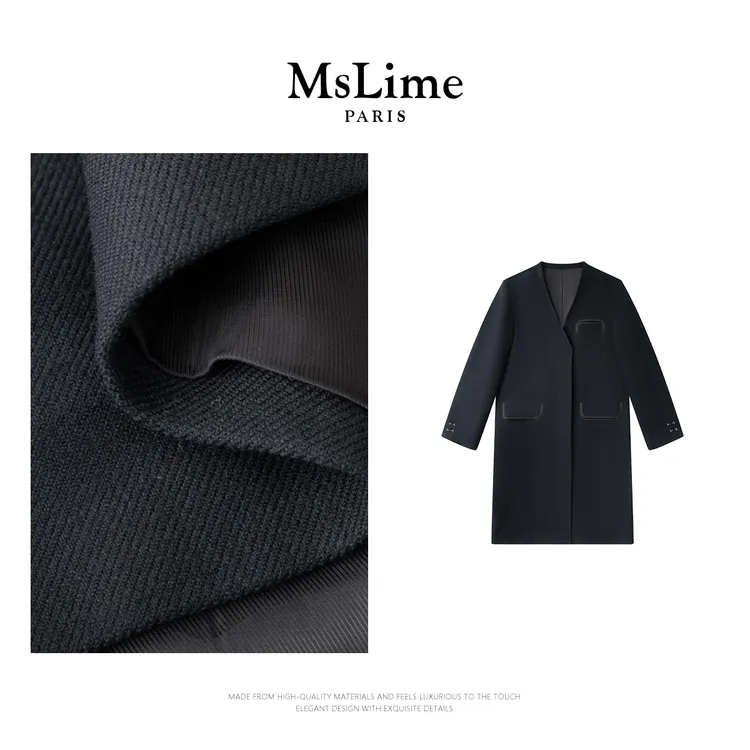 王嬛嬛MsLime25年新款【藏砚】100%绵羊毛气质毛呢外套 HD2C0410