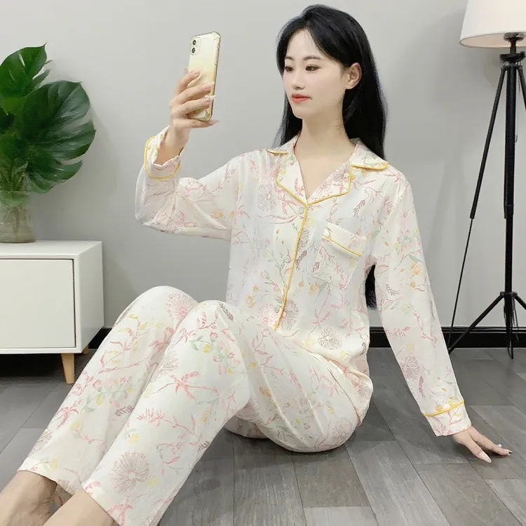 2025新款睡衣女士春秋季云朵棉长袖大码薄款可外穿家居服套装Y170