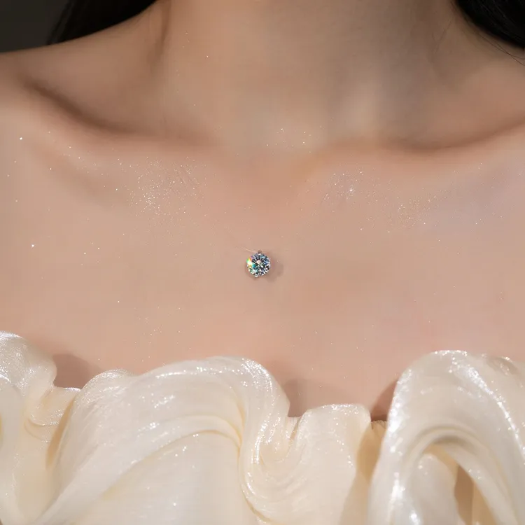 925银 孙俪赵露思同款人鱼之泪项链隐形锁骨链