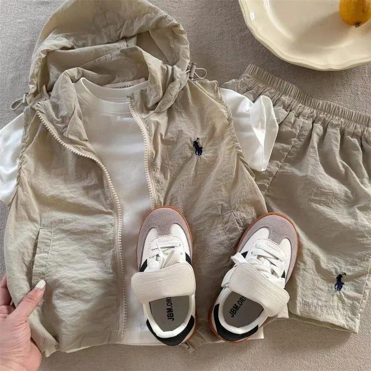 儿童套装2025夏男女童日系小马标新款马甲宝宝小童洋气休闲两件套