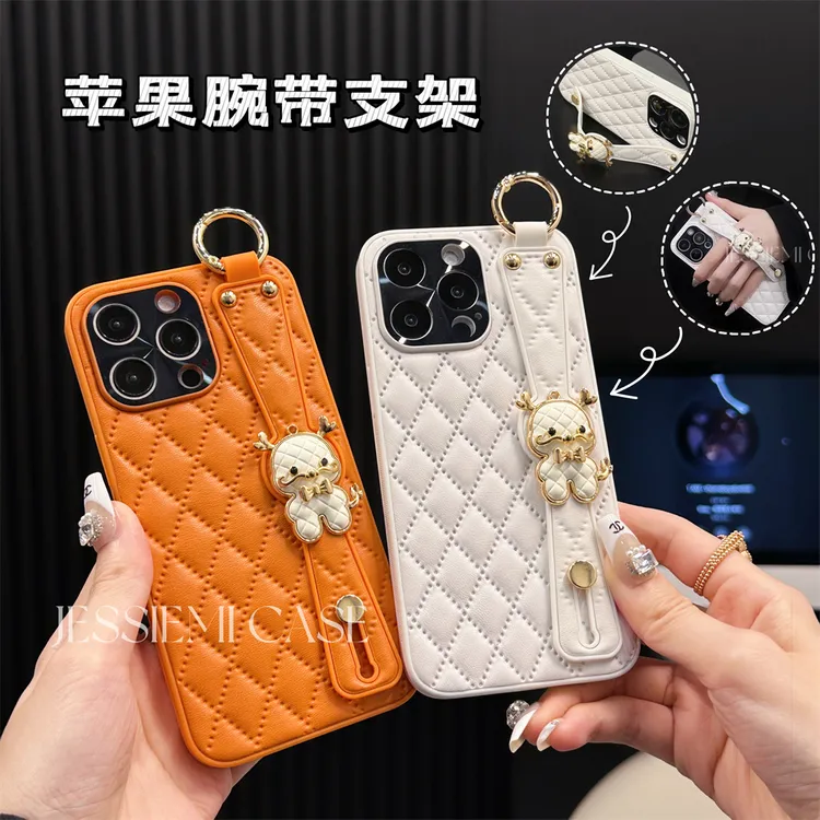 适用苹果16promax手机壳女款小香风iPhone15便携腕带14全包防摔