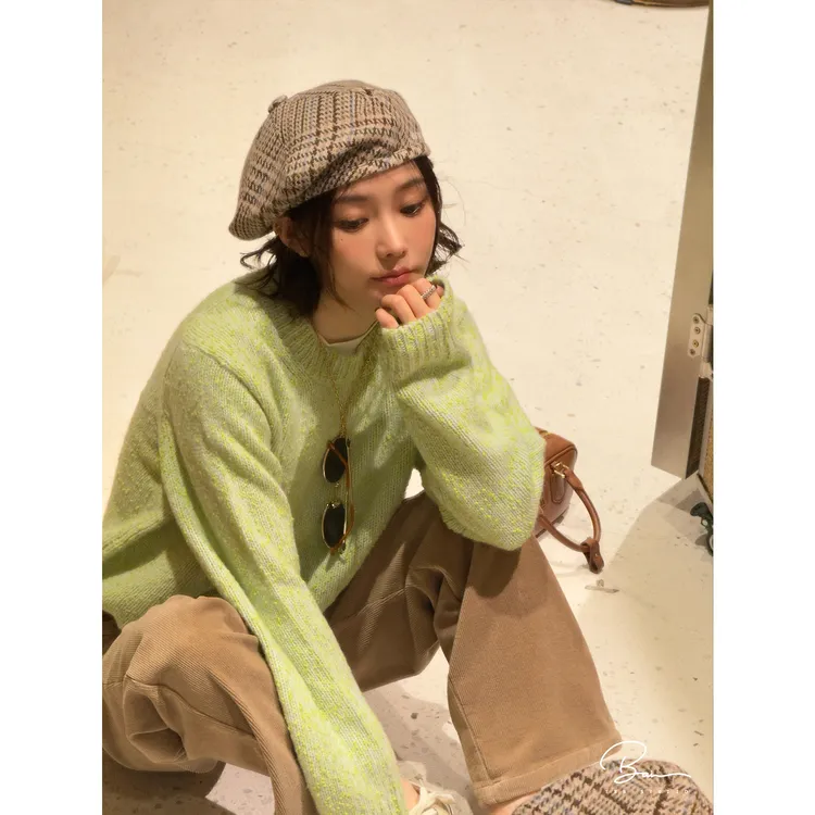 TXB “S+星砂绿”邓肯羊绒舒适绒感大肚纱轻奢圆领针织衫XB-7972