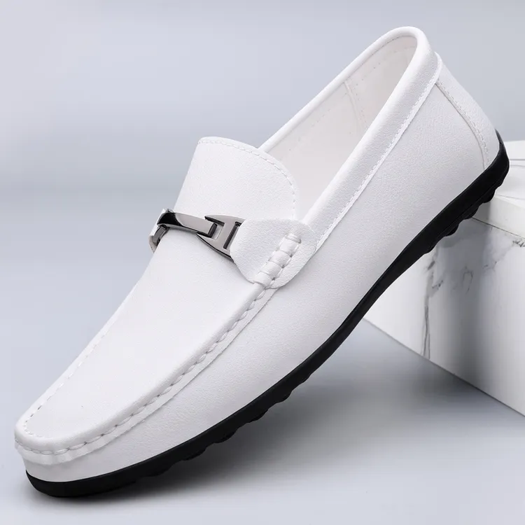 男士豆豆鞋夏季透气软面软底休闲皮鞋潮流英伦百搭一脚蹬轻质男鞋